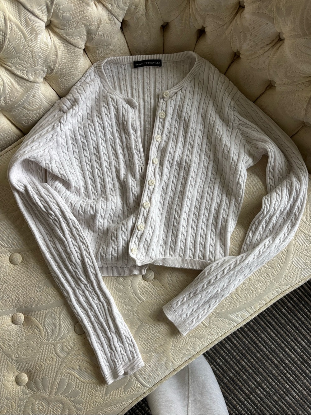 Brandy Melville Cable-Knit Button Cardigan Sweater